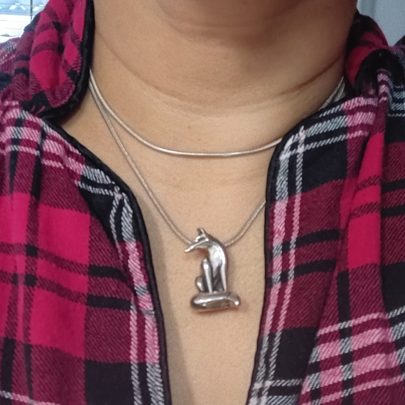 Kabana 925 Silver Fox Pendant Necklace - Picture 2 of 7